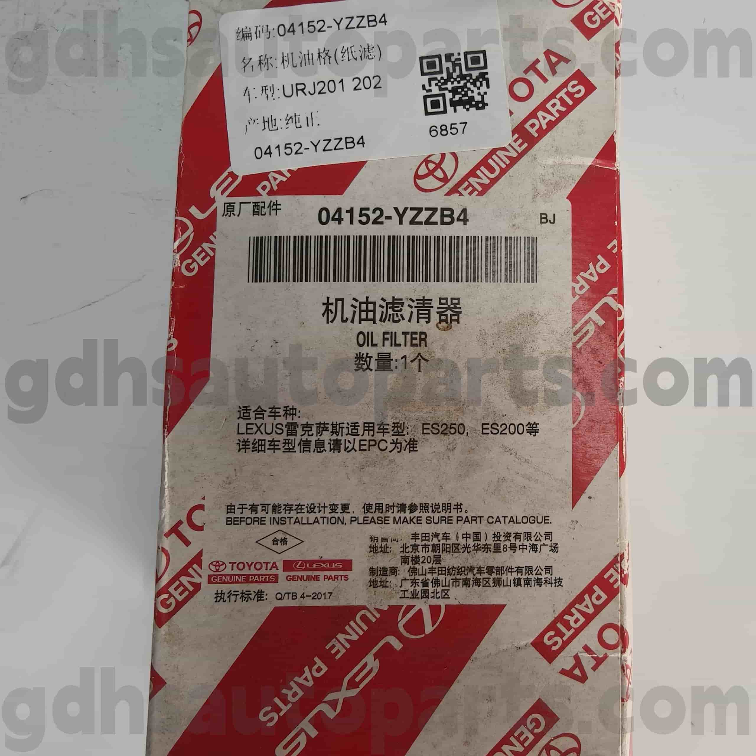 04152-yzzb4 Toyota Parts asli Filter oli untuk Lexus ES250 ES200 Chassis no. URJ201 202 USK6#