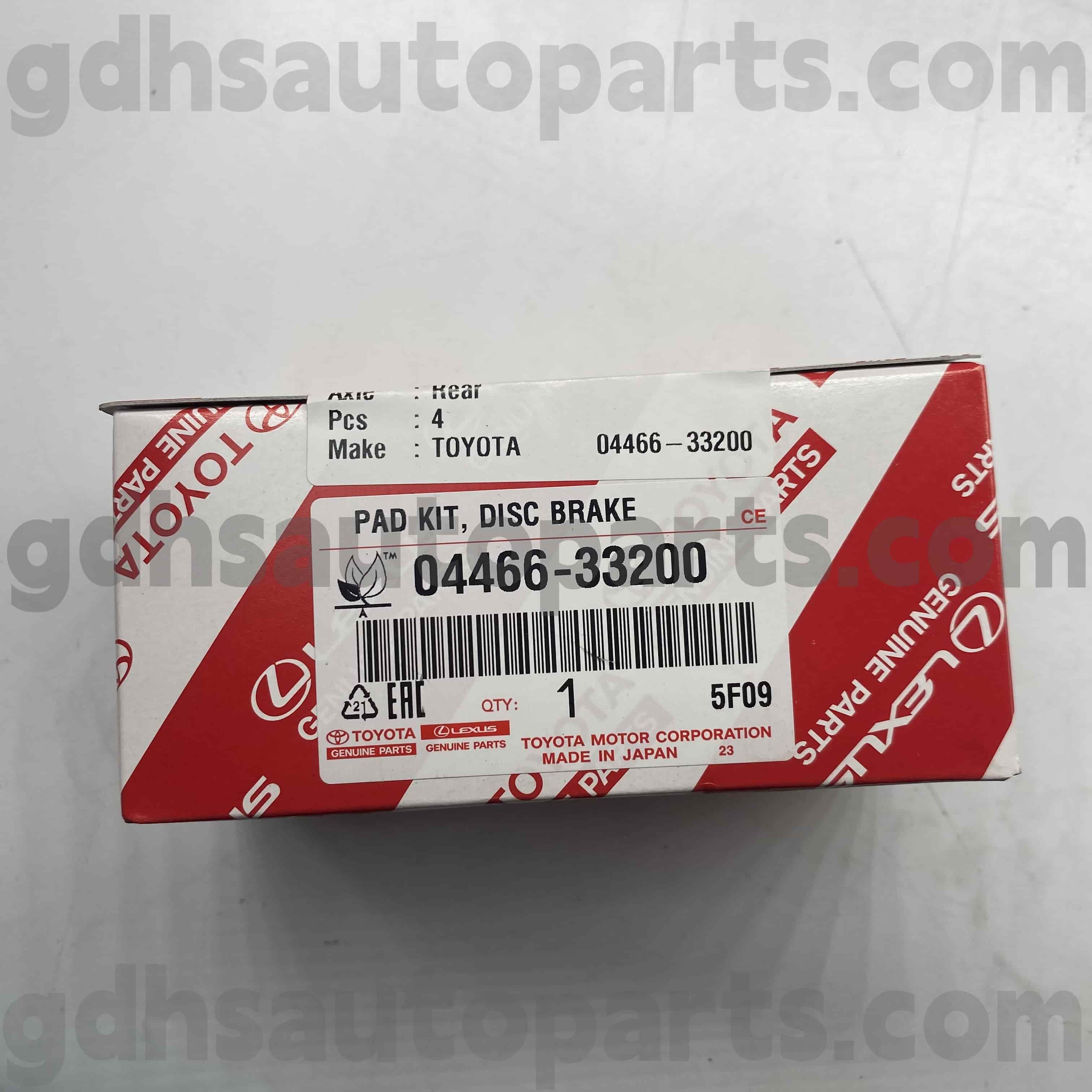 04466-33200 TOYOTA PADIS PADA REM MELAKUKAN UNTUK UNTUK CAMRY/HYBRID, LEXUS ES350 (NAP) Sasis no. ACV51 ASV50 AVV60 As